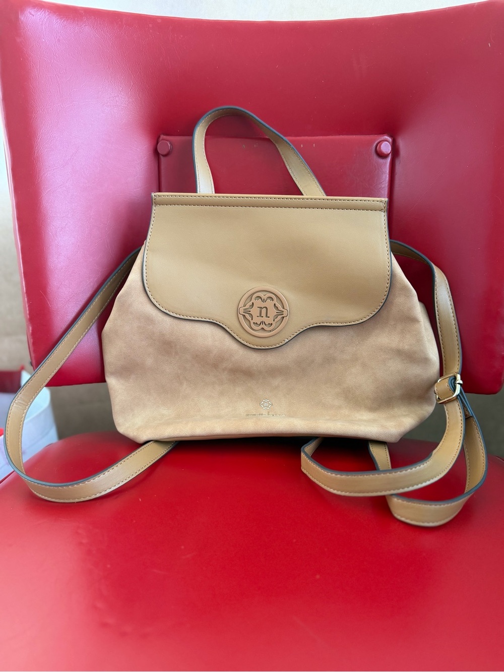 Nanette Lepore Tan Suede & Leather backpack